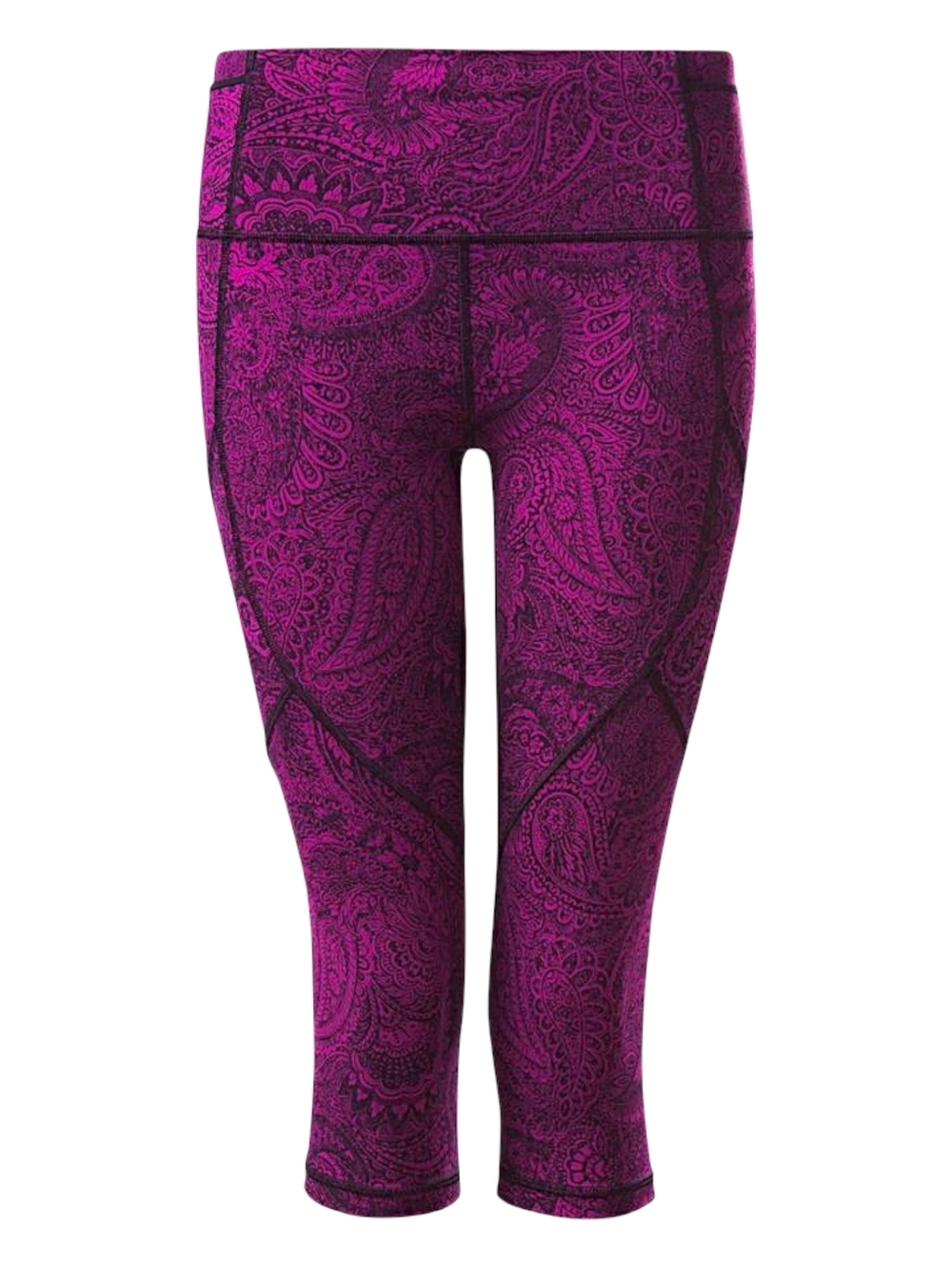 Lululemon Leggings Outrun Crop Leggings Fuchsia Paisley Mesh Panels Pockets 4